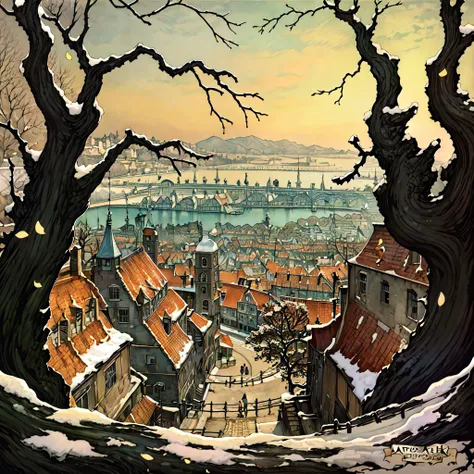 (masterpiece, top quality, best quality, official art, beautiful and aesthetic:1.2), an apple tree, Anton Pieck style <lora:Anton_Pieck_Style:1.0>