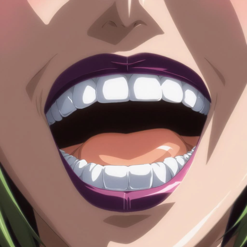 anime artwork of  <lora:Bible Black style:1>
a close up of a persons mouth with perfect teeth and tongue,1girl,solo,smile,open mouth,teeth,grin,shaded face,close-up,evil smile,evil grin eroge,anime,manga,nsfw,cartoon,Adult animation,explicit,Original video...