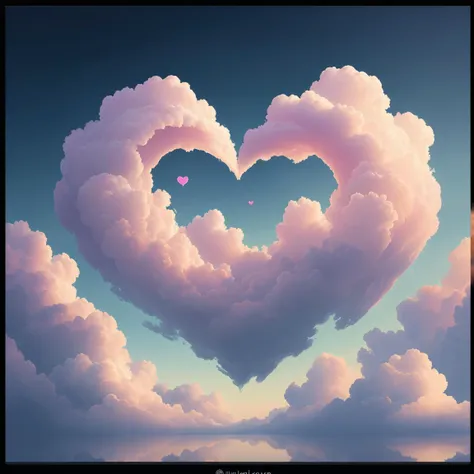 a close up of a heart shaped cloud in the sky