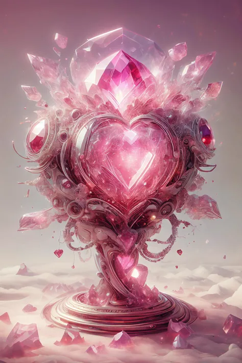 (A blooming crystal rose:1.1),sharp focus,the petals show different shades of red and pink,the center is embellished with gold texture,sparkling,elegant and unique,gently swaying,mysterious and charming,realistic and abstract art,details,very realistic,bea...
