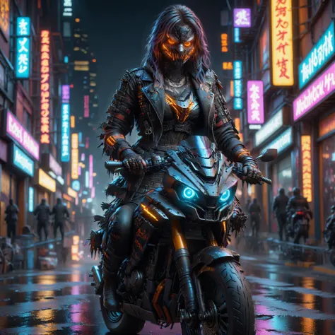 photo of a cyberpunk ninja riding a motorcycle, neon city at night, detailed, photorealistic, crisp,
<lora:Neon_Cyberpunk_SDXL_Halloweeners:0.8> mad-hllwnrs