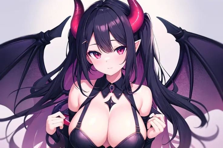 1girl,demon girl,succubus wings,horn,succubus horn,succubus hairstyle,