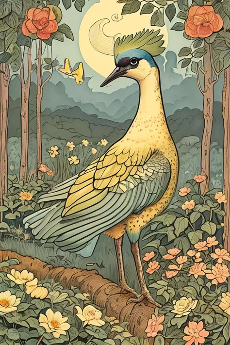 there is a bird that is standing in the grass with flowers