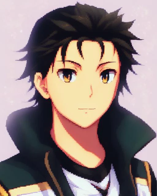 (8 bit pixel art) subaru 1boy; portrait