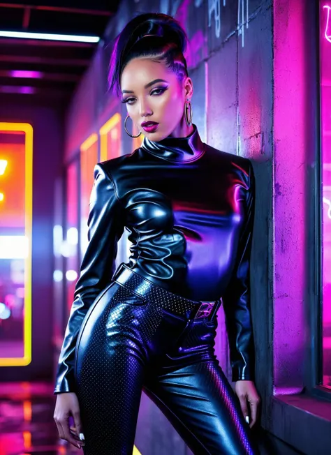 neonpunk style <lora:AlexisTae_SDXL_v1.0:1> 
The ohwx woman, Bold and daring portrait photography, expertly captured by the acclaimed photographer, Frank Doorhof. The upper body shot presents the subject in a confident pose, with a piercing gaze and a stro...