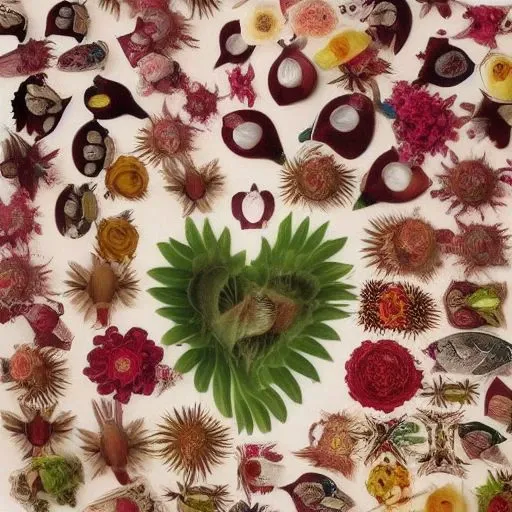 a close up of a plate with a bunch of different flowers