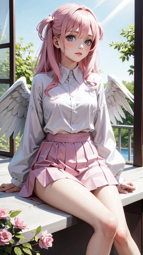 ((best quality)), ((masterpiece)), Archangel, light pink, mother