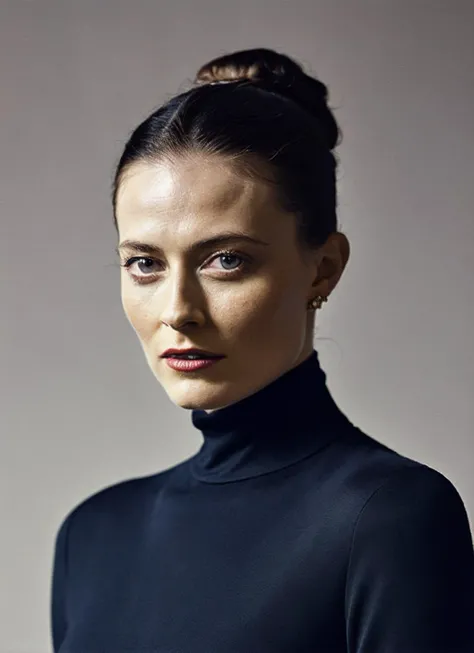 analog style, modelshoot style, A stunning intricate full color portrait of (sks woman:1),wearing a black turtleneck, epic character composition, by ilya kuvshinov, alessio albi, nina masic, sharp focus, natural lighting, subsurface scattering, f2, 35mm, f...