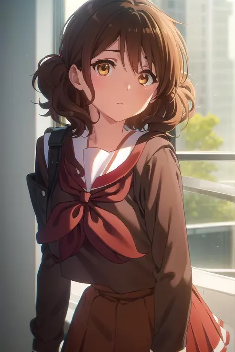 kumikooumae, <lora:kumiko oumae s2-lora-nochekaiser:1>,
kumiko oumae, (brown eyes:1.5), brown hair, short hair, wavy hair,
BREAK skirt, shirt, long sleeves, school uniform, pleated skirt, serafuku, neckerchief, (brown skirt:1.2), white sailor collar, (brow...