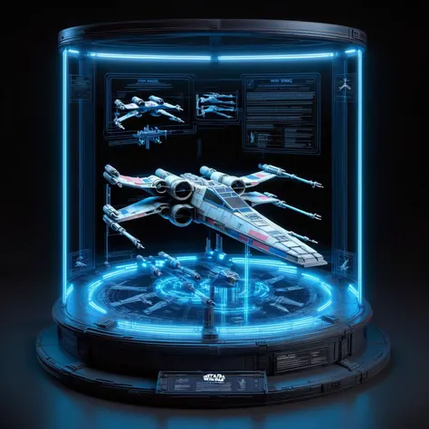 a star wars millennium fighter model in a glass case