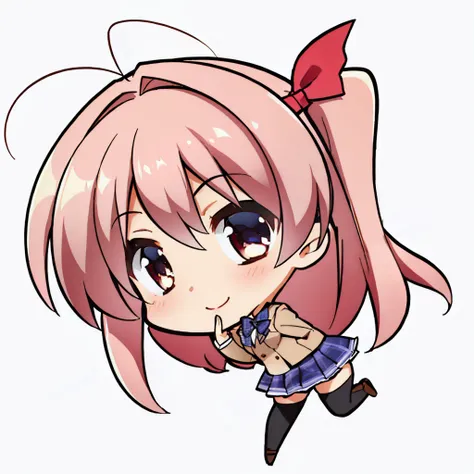 anime girl with pink hair and a bow in her hair