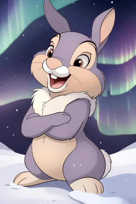 ((bright vibrant colors)), (close-up), portrait, upper body, <lora:thumper_frv1:0.9>, (((thumper (disney)))), ((feral)), (male), solo, fluffy, detailed fur, (((grey fur))), hazel eyes, [1 bucktooth], mammal, bunny, ((small feral bunny body)), ((looking cut...