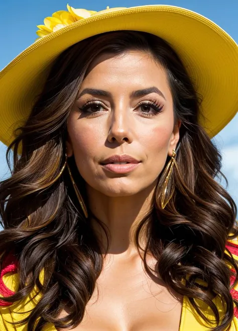 close up portrait of evalongoria-ti , by Flora Borsi, style by Flora Borsi, bold, bright colours, ((Flora Borsi)), by Jimmy Nelson