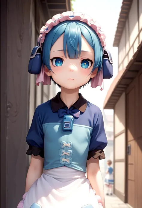 score_9, score_8_up, score_7_up, detailed eyes, village, BREAK
straight on shot, standing,  <lora:PerfectEyesXL:0.8> perfecteyes, black  pupils
 <lora:Marulk _Made in Abyss:1> Maruruk, short hair, blue hair || short sleeves, shirt, pouch hat, otoko no ko, ...