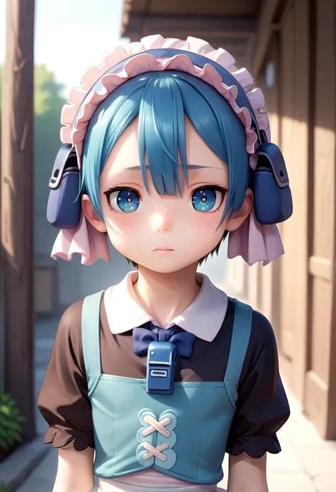 score_9, score_8_up, score_7_up, detailed eyes, village, BREAK
straight on shot, standing,  <lora:PerfectEyesXL:0.8> perfecteyes, black  pupils
 <lora:Marulk _Made in Abyss:1> Maruruk, short hair, blue hair || short sleeves, shirt, pouch hat, otoko no ko, ...