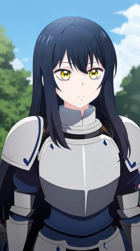 (masterpiece),
 <lora:MikoV1.4-000010:0.7> MIKO, YELLOW EYES, LONG HAIR, BLACK HAIR, BLUE HAIR, MULTICOLORED HAIR, SIDELOCKS, BANGS,
(fantasy, paladin armor, knight armor),