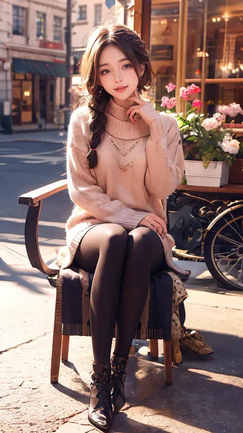 araffe sitting on a bench in a city with a dog