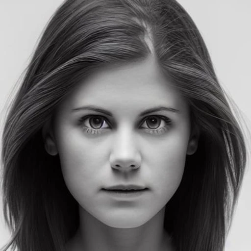 a black and white photo of a woman with long hair