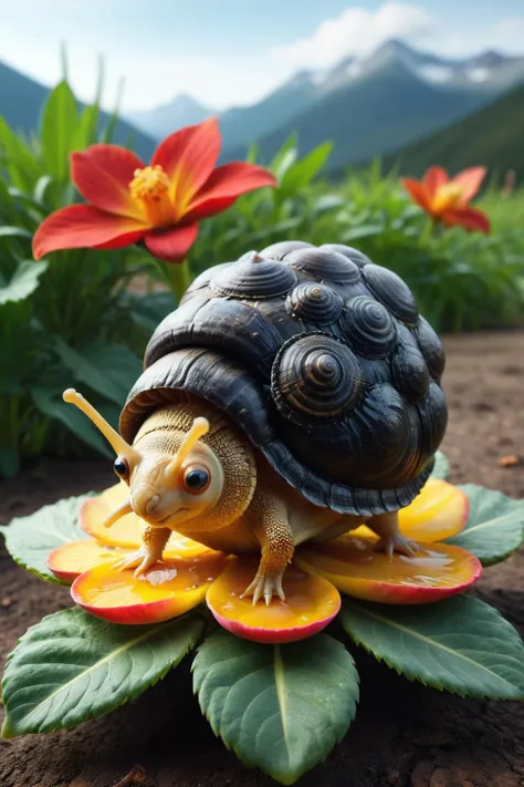 there is a snail that is sitting on top of a flower