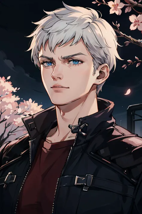 ((ultra detailed, masterpiece, absurdres))
<lora:DMC5Nero:0.9>
DMC5Nero, 1boy, solo, short hair, white hair, blue eyes, Snow-covered forest at dawn, dynamic lighting, frost-covered branches, serene atmosphere