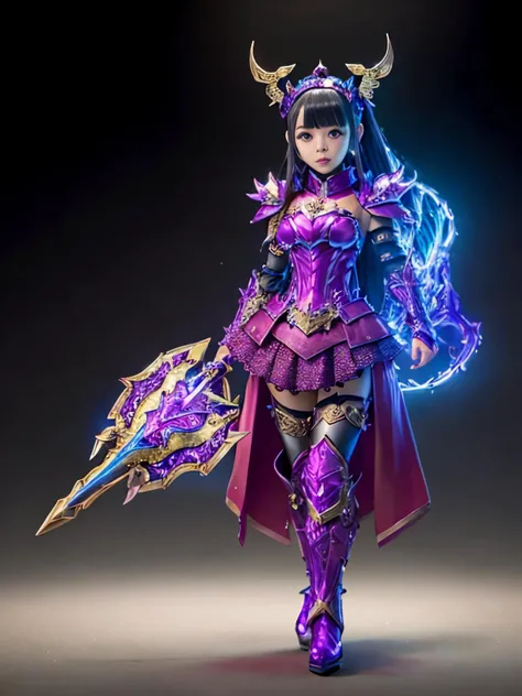 War_Glam:1.2, Fan_Bingbing, rurinobodysd15, <lora:paintedMiniature_v30:0.7> pmini style, on a stand, attack pose with magical weapon, intricate detailed {__zaq/ArmorColor__} armor, black boots, shiny helmet, detailed gauntlets, bushido_fantasy, awesome, sh...