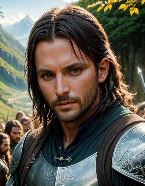 anime artwork <lora:FF.109dreamshaperXL10_alpha2Xl10.LyCORIS:1.2> photo of the warrior Aragorn from Lord of the Rings, film grain, 8k hd . anime style, key visual, vibrant, studio anime, highly detailed
