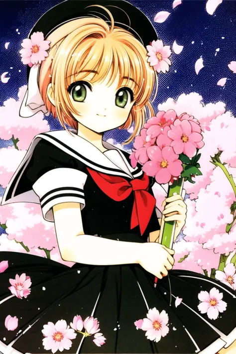 anime girl with a flower in her hand