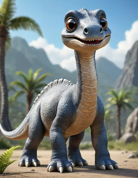 most cute fantasy animals of the world, different species, diplodocus based, big eyes, very scaly