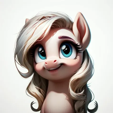 a close up of a cartoon pony with long blonde hair