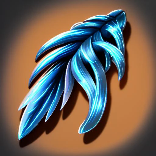 a close up of a blue feather on a brown background