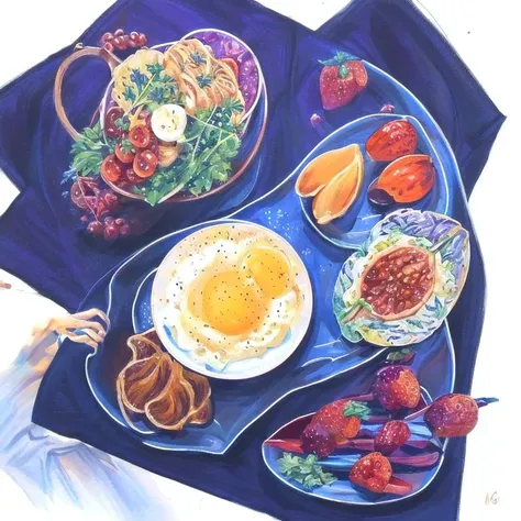 painting of a breakfast of eggs