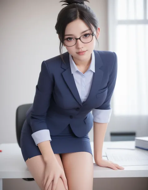 score_9, score_8_up, score_7_up, 1girl, solo,
(Best quality,masterpiece,absurdres,ultra realistic:1.2),
black hair,
black eyes,
folded ponytail,
(small breasts:1.1),
slender,
(chinese:0.6),(japanese:1.2),
office ,office lady,business suit ,pencil skirt,gla...