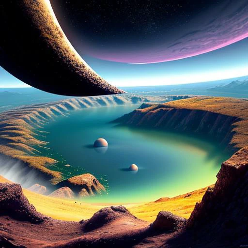 random alien planet, beautiful scenery, high quality