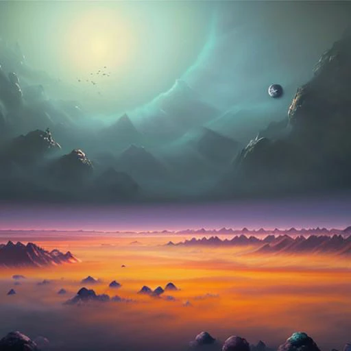 random alien planet, beautiful scenery, high quality