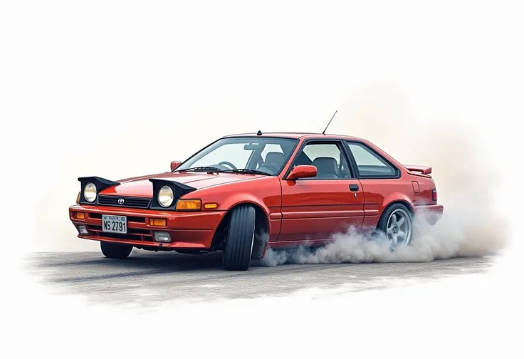 A toyota corolla drifting around a corner in the style of pencil colors outline

