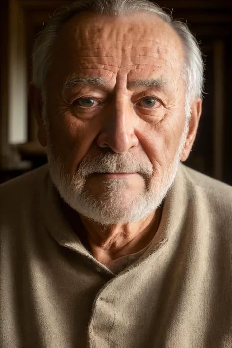 a close up of a man with a beard and a sweater