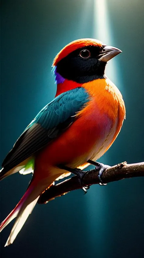 an concept art of alchemic element - European Bullfinch (Pyrrhula pyrrhula): A colorful bird with a black cap and wings, complemented by a reddish-orange breast. The subject stands proudly as the center of attention, bathed in the tender glow. The light pl...