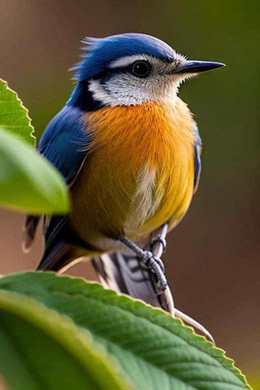 an concept art of alchemic element - European Nuthatch (Sitta europaea): A dainty bird with an eye-catching blue-gray back, rusty-orange underparts, and a black stripe across the eyes. As the magical light cascades over the scene, it accentuates the scenes...