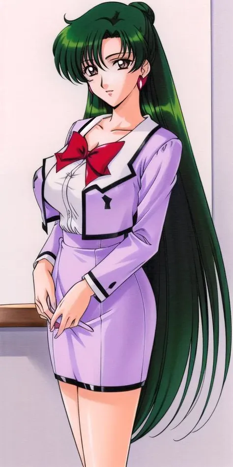 a cartoon picture of a woman in a uniform posing for a picture