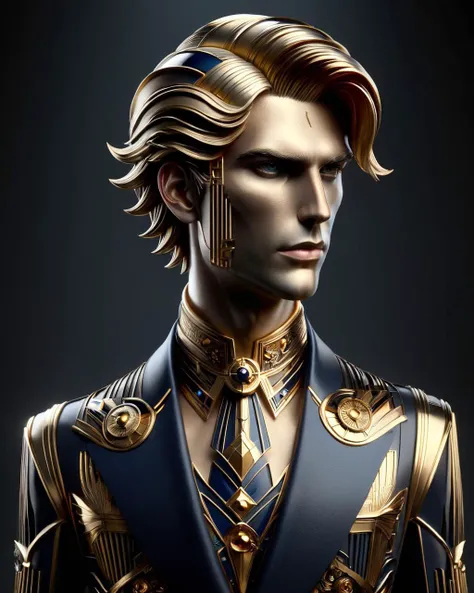 Concept art, masterwork, Handsome Dutch Male Shadow, his hair is Gold, 35mm, <lora:Art_Deco_Style_SDXL:1> ais-artdeco