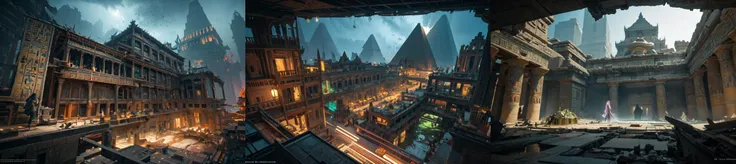 (otherworldly, otherworldly atmosphere, otherworldly appearance), highly insanely detailed, masterpiece, top quality, best quality, highres, 4k, 8k, RAW photo, 
((ancient egyptian theme:1.2)), Hong Kong structure, building, structure, taiwan, korean, 
swir...