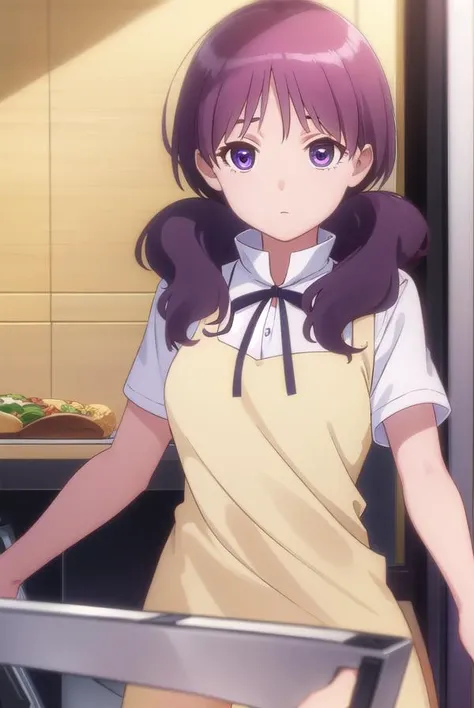 shihokamakura, <lora:shiho kamakura s1-lora-nochekaiser:1>,
shiho kamakura, long hair, twintails, purple hair, (purple eyes:1.1),
BREAK apron, waitress,
BREAK indoors, restaurant,
BREAK looking at viewer, (cowboy shot:1.5),
BREAK <lyco:GoodHands-beta2:1>, ...