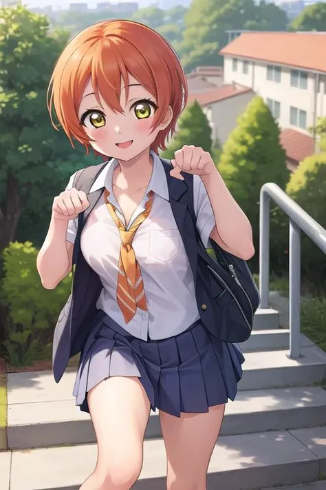 masterpiece,ultra detail,best quality,1girl, hoshizora_rin_lovelive <lora:hoshizora_rin_lovelive:0.7>,paw pose,smile,school,stair,school uniform,outdoor