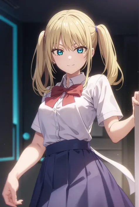 rikahoshizaki, <lora:rika hoshizaki s2-lora-nochekaiser:1>,
rika hoshizaki, (green eyes:1.3), blonde hair, twintails, smile,
BREAK skirt, shirt, bow, school uniform, white shirt, short sleeves, pleated skirt, bowtie, blue skirt,
BREAK indoors, classroom,
B...