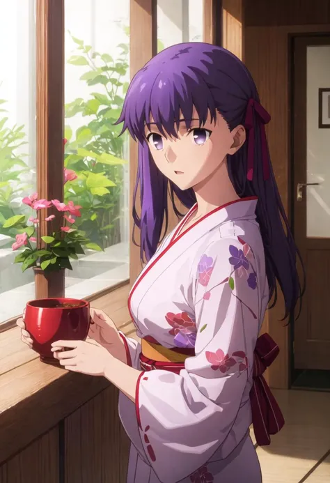 best quality, masterpiece, highres, solo, {matou_sakura_fatestaynightufotable:0.90}, {yukata:1.30}, {kimono:1.15}