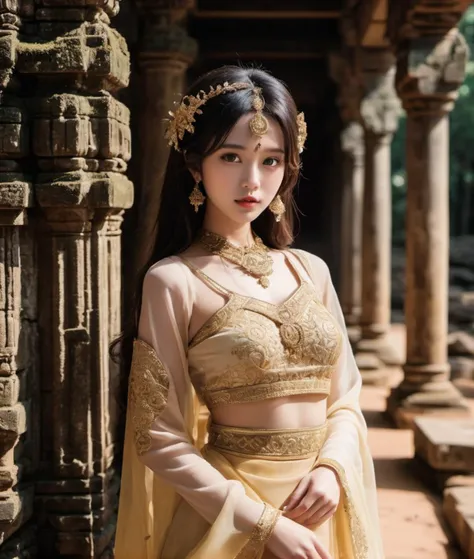 TWbabeXL01, black hair, Filming a photo session with a beautiful K-pop idol amid the historic and enchanting Angkor temples is a captivating idea. The idol, dressed in a fusion of contemporary and traditional fashion, harmonizes with the ancient surroundin...