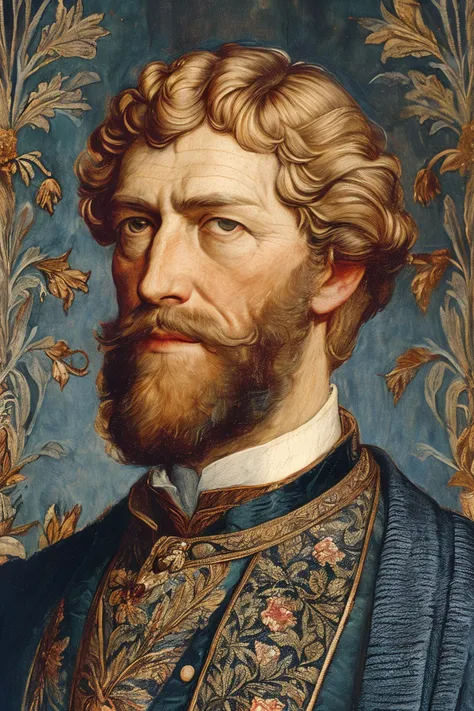 a close up of a painting of a man with a beard