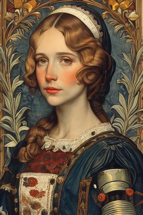 a painting of a woman with a crown and a cell phone