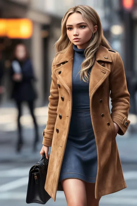 a photo of an attractive S015_NatAlynLind, in the city, wearing a suede_coat, very detailed background, (8k, RAW photo, DOF, best quality, ultra high res, photorealistic, masterpiece, ultra-detailed, Unreal Engine)