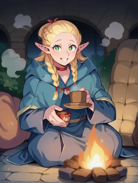 score_9, score_8_up,score_7_up, source_furry, source, anime,
BREAK
1girl, marcilledonato, robe, <lora:Marcille:1>
 looking at viewer,sit, campfire, smile, holding a cup in his hands, steam